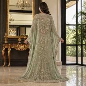 Luxury <b>Hand</b> Embroidered Modest Kaftan Dress Floor-Length Sequined Evening Wear for Women with Built-in <b>Bra</b> and Loose Fit - Product Image 2
