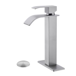 Rubinetto Monocomando per Lavabo con Cascata e Scarico a Scomparsa, Senza Troppopieno - Product Image 1
