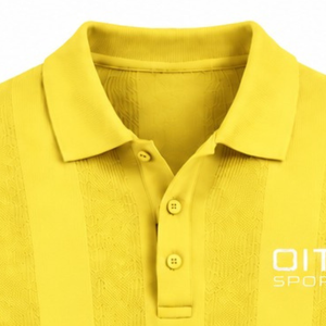 Pull Polo Tricoté à Manches Longues pour Homme Jaune Bébé, Motif Rayures Verticales Texturées, Poignets Côtelés, Mode Décontractée Premium - Product Image 3