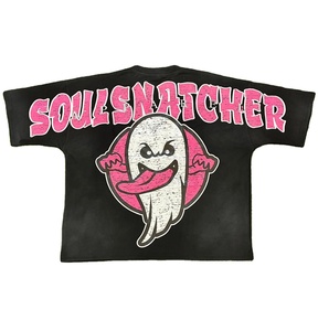 T-shirts ample en coton de style formel pour hommes 100% tissu peigné 260 grammes de poids sérigraphie lettre motif conception - Product Image 1