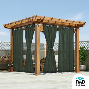 Compre Cortinas para Exteriores Resistentes al Agua en Color Verde Oscuro, Hechas con Tela de Poliéster Teñida en Solución Premium para Patios y Balcones - Product Image 3
