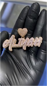 Pendentif Hip Hop Moissanite CONCEPTION, Breloque Cœur Personnalisée avec Lettre, en Argent 925, Certifié VVS GRA, Personnalisable - Product Image 2