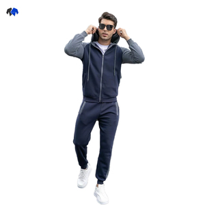 Winter Streetwear Fleece 2 Piece Set Men Tracksuits Pants with String and side pockets and Zippers Hoodie <b>Jogging</b> <b>Suits</b> For Men - Product Image 1