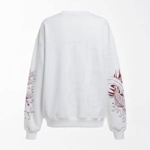 Sudadera Blanca Extra Grande con Estampado de Pez Koi Rojo, Sudadera Informal Unisex de Punto para Otoño - Product Image 2