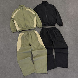 Ensemble de jogging pour hommes en polyester, deux pièces, veste zippée en nylon matelassée et pantalon de survêtement, survêtement en nylon personnalisé pour hommes - Product Image 4