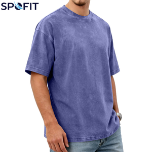 T-shirts pour hommes en coton 100% lourd, de haute qualité, style vintage délavé à l'acide, grandes tailles, coupe ample, pour l'été, vente en gros - Product Image 6