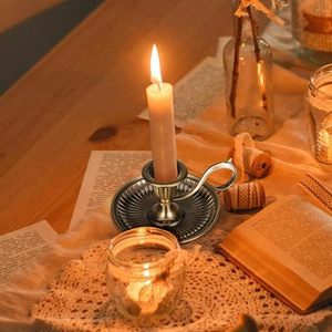 Metal Vintage Retro <b>Candlestick</b> <b>Holder</b> Vintage Metal Taper Candle <b>Holder</b> with Handle for Table Decoration at Festivals Weddings - Product Image 2