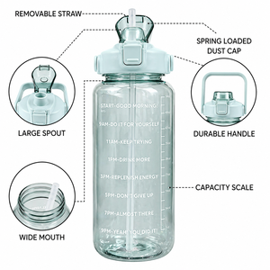 Leak-Proof PP Plastic for with Straw for Fitness Gym-Eco-Friendly Reusable 2000ml BPA-Free - Product Image 5