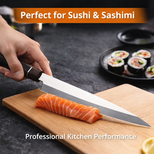 Couteau de chef en acier inoxydable, couteau japonais pour couper le poisson, lame ultra-affûtée, 10-11,9 pouces, style industriel écologique, manche en bois, OEM - Product Image 4