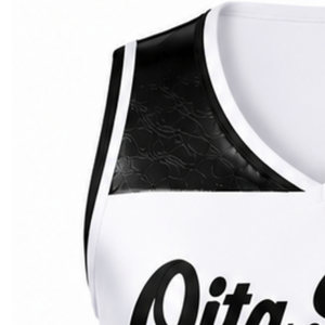Maillot de cheerleading sans manches sublimé blanc et noir, tenue de sport athlétique pour l'entraînement et la compétition - Product Image 4