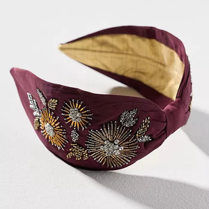 Diadema de Cuentas Hecha a Mano con Diseño Chevron para Mujeres y Niñas, Diseño Brillante con Confeti, Hecha a Mano en India - Product Image 1