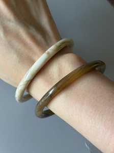 Handmade Marble Resin Bangle Slim Stackable Horn Amber Resin Craft Thin Tubular Cuff Bracelet Women Jewelry Wholesale Pair - Product Image 6
