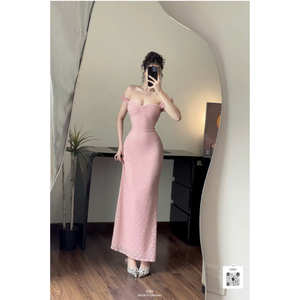 Robe longue moulante en dentelle à épaules dénudées pour femme, idéale pour les soirées, vente en gros ET2263 - Product Image 2