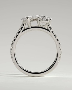 Anillo de compromiso Zenavelle con diamantes cultivados en laboratorio, corte marquesa y pera, estilo Toi et Moi, certificado IGI - Product Image 2