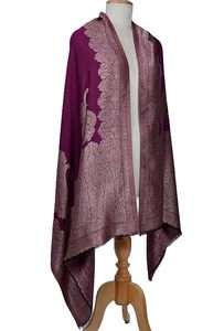 Chal de Cachemira VIC, Lana Fina Transpirable, Diseño Paisley, para Mujer, Acabado Brillante, Elegante, para Uso Diario y al Aire Libre - Product Image 2