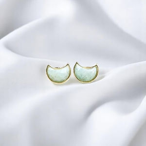 ต่างหูทรงพระจันทร์เสี้ยวอะเมโซไนต์ธรรมชาติขนาด 6x8 มม. เงินแท้ 925 ชุบทอง ประดับขอบเพชร สำหรับผู้หญิง เครื่องประดับแฟชั่น ขายส่ง - Product Image 4