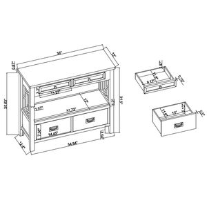 Consolle in Legno di Pino Stile Rustico da 36 Pollici con 4 Cassetti e 1 Ripiano per Ingresso, Soggiorno o Camera da Letto - Product Image 6
