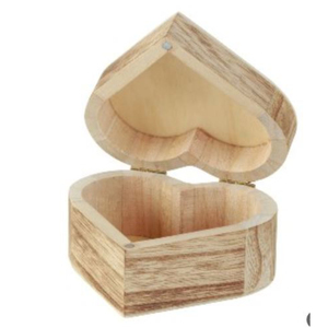 Heart-Shaped Wooden <b>Box</b> <b>With</b> Hinged <b>Lid</b> Custom Engraved Wedding Ring Bearer <b>Box</b> <b>Small</b> Natural Keepsake Trinket Storage Organizer - Product Image 1