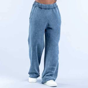 Joggers personnalisés en molleton HQ avec strass en cristal, coupe droite oversize, en coton French Terry, style baggy, délavé à l'acide, évasé, 2026 - Product Image 5