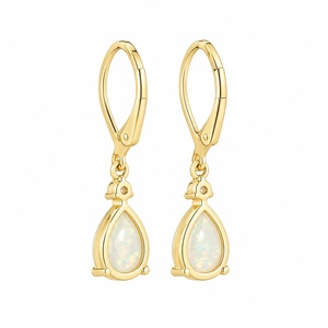 925 Sterling Silver Classic Water Drop Fire <b>Opal</b> Drop <b>Earrings</b> for Women - Product Image 2