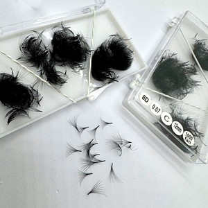 ต่อขนตาพรีเมียม 3D-8D เส้นใยสังเคราะห์ ทำมือ ฐานบาง สีดำด้าน CC/DD/L/M Curl บริการ OEM รับทำโลโก้ตามสั่ง - Product Image 6