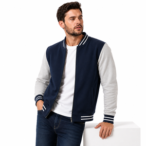 Unisex Navy Blue <b>Quilted</b> Jacket with Gray Sleeves <b>Single</b> Button Closure Casual Fleece Windproof Breathable Stand Collar Winter - Product Image 5