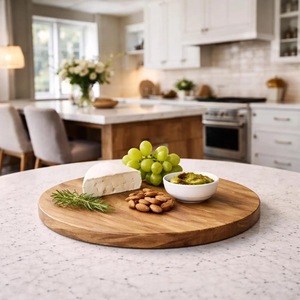 Wood Double Tier Rotating Tray Smooth-Spin Lazy Susan for <b>Tabletop</b> Spice Serving - Product Image 3