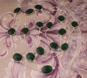 Vintage Green Onyx Luxury Necklace 925 Sterling Silver Handmade Bezel Setting Gemstone Pendant Jewelry Women & Children's <b>Gift</b> - Product Image 4