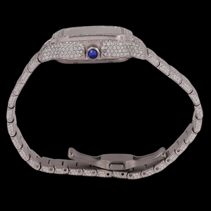 Reloj de Cuarzo Personalizado con Esfera Cuadrada Estilo Hip Hop, Completamente Cubierto de Diamantes Moissanite, con Números Romanos Brillantes - Product Image 3