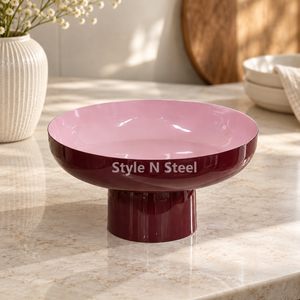 Green Enamel <b>Metal</b> Pedestal <b>Bowl</b> Round Footed Serving Dish Polished Decorative Plate for Table Centerpiece - Product Image 5