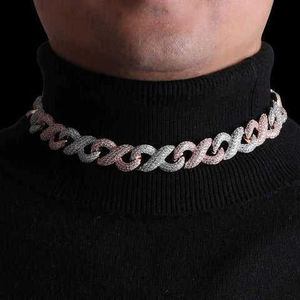 Luxury Two Tone Moissanite Cuban Link Chain <b>Necklace</b> Iced Out Hip Hop Jewelry Bold <b>Statement</b> <b>Necklace</b> Gift Shine - Product Image 5