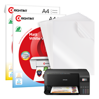 Papier autocollant en vinyle imperméable à l'encre jet d'encre blanc mat PP pour étiquettes d'emballage personnalisées