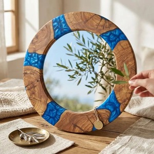 Handmade Resin Wooden Wall Mirror Modern Designer Frame for Living Room Bedroom Entryway and Home Decoration - Product Image 6