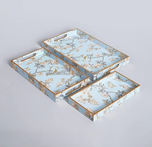 ถาดเสิร์ฟชา/กาแฟทำจากไม้สไตล์งานฝีมือพร้อมสติกเกอร์ดีไซน์เคลือบเครื่องใช้ในร้านอาหารและโรงแรมเครื่องครัว - Product Image 1