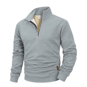 เสื้อสเวตเชิ้ตผู้ชายแบบซิป ¼  คอเต่า  บุขน  แขนยาว  อุ่นสบาย  ใส่ลำลองกลางแจ้ง - Product Image 6
