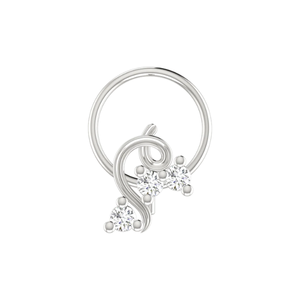เครื่องประดับจิวเวลรี่เจาะจมูกดีไซน์ดอกไม้ทอง 14K สำหรับผู้หญิงจาก AJRETAIL ประดับเพชรธรรมชาติ 0.06 กะรัต - Product Image 3