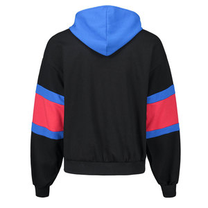 Sweat-shirt décontracté pour homme à blocs de couleur, coupe classique, en molleton bouclette, noir, rouge, bleu, avec rayures sur les manches, pour l'automne - Product Image 4
