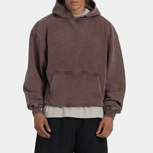 Custom Oversized Heavyweight Acid Wash Hoodie Vintage Mineral Wash Streetwear <b>Pullover</b> <b>Men</b> Cotton Fleece Drop Shoulder Hoody - Product Image 1