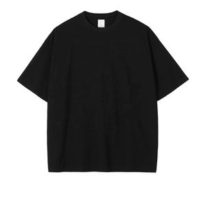 Camiseta de algodón 100% para hombre, Manga corta transpirable y de secado rápido de gran tamaño con cuello redondo, color sólido y estampado de logotipo teñido - Product Image 1