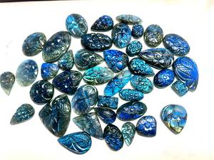 พลอยลาบราดอไรต์สีดำธรรมชาติทรงรี/ทรงหยดน้ำ/ทรงมรกต น้ำหนัก 200 กรัม หลายขนาด สำหรับทำเครื่องประดับ TASBIYA GEMS - Product Image 2