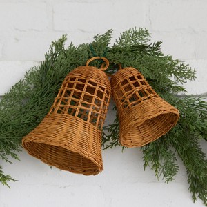 Natural holiday decor bell weave rattan <b>christmas</b> ornament bells for hanging trees & wreaths - Product Image 2