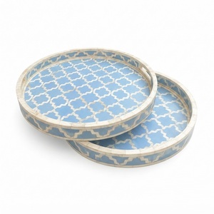 Creative Mother of Pearl Serving Tray Inlaid Capiz Shell Tray Geometric <b>Mosaic</b> Rectangular Ottoman Tray for Home Decor Wholesale - Product Image 3
