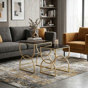 Luxury Geometric <b>Gold</b> <b>Side</b> <b>Table</b> - Minimalist Glass Top End <b>Table</b> for Modern Living Rooms - Product Image 5