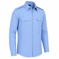 Chemise d'uniforme d'automne pour hommes en gros, confortable, de haute qualité, avec bretelles, double poche poitrine, formelle, style pilote, manches longues, pour le travail
