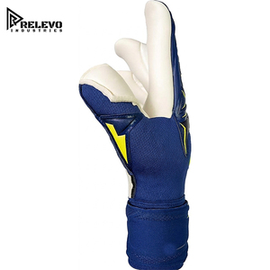 Gants de gardien de but Stealth Navy en gros, paume en latex Elite Contact avec accents laser néon et fermeture robuste avec verrouillage au poignet - Product Image 2
