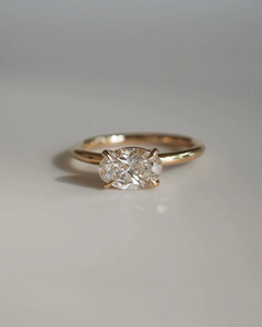 แหวนทองโมอิสซาไนต์ทรงรี 14K 18K แหวนหมั้นสำหรับผู้หญิง แหวนทรงรีแบบเรียบง่าย เครื่องประดับแต่งงาน - Product Image 1