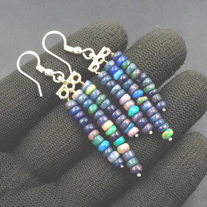 Pendientes de Ópalo Etíope, Multifuego, Plata de Ley 925 y Oro - Product Image 1