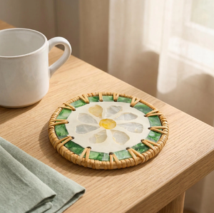 Sous-verres en rotin et nacre faits main, écologiques, nouveau design, lot de 6, compatibles lave-vaisselle, au prix le plus bas. - Product Image 6