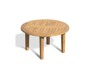 <b>Round</b> Teak Wood <b>Outdoor</b> Dining <b>Table</b> with Slatted Top for Garden Patio and Terrace Use - Product Image 6