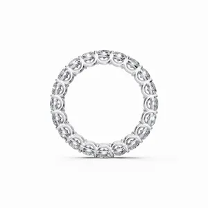 Anillo de Diamantes con Certificación IGI y Claridad VVS, Anillo de Diamantes de Oro Blanco Cultivados en Laboratorio, Corte Redondo, Banda de Eternidad para Mujer - Product Image 4